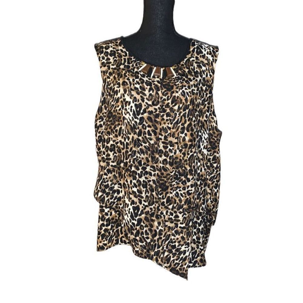 Rafaella Cheetah Tiered Tank Top